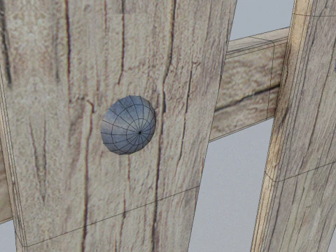 Recinzione in legno a basso numero di poligoni Modello 3D