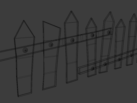 Low-poly wood fence 3D 모델