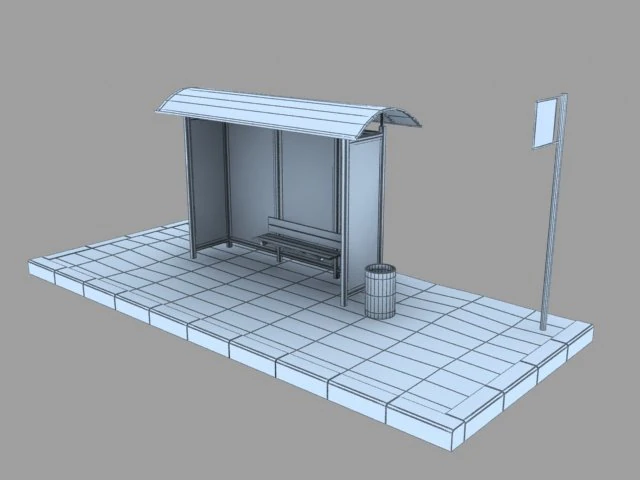 bus stop 3D Model .c4d .max .obj .3ds .fbx .stl .blend 