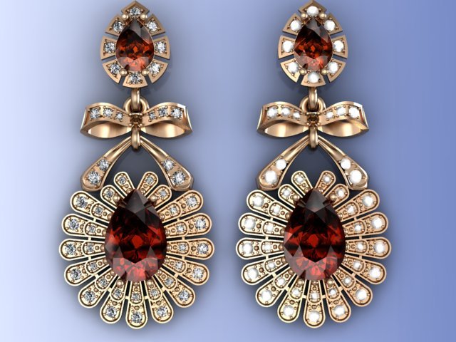 gold earrings 3D Model .c4d .max .obj .3ds .fbx .stl .blend