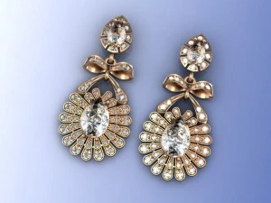 gold earrings 3D Model