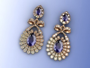 gold earrings 3D Model