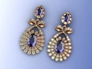 gold earrings 3D Model