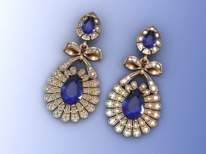 gold earrings 3D Model