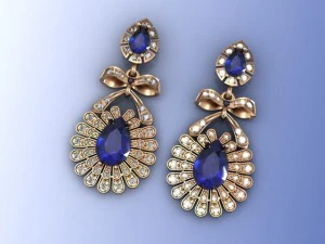 gold earrings 3D Model