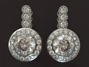 スターリングシルバーのイヤリング 3Dモデル