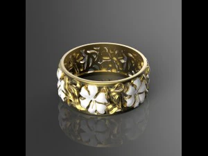 anello in oro con smalto in stile art nouveau Modello 3D