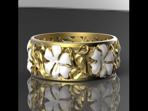 gold ring with enamel in art nouveau style Model 3D