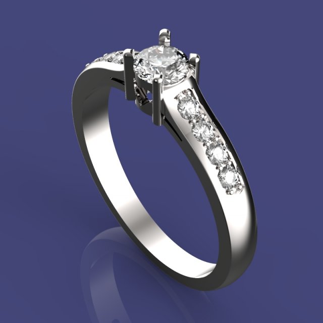 gold ring with diamonds 3D Модель .c4d .max .obj .3ds .fbx .stl .blend 