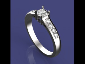 gold ring with diamonds 3D 모델