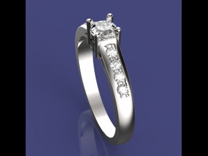 gold ring with diamonds 3D Модель