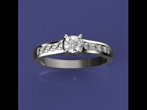 gold ring with diamonds 3D Модель