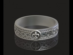 stylish silver ring with black 3D Model