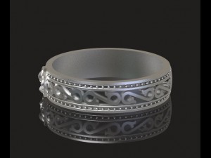 stylish silver ring with black Modèle 3D
