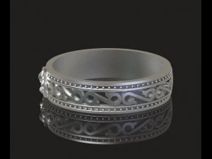 stylish silver ring with black 3D Model