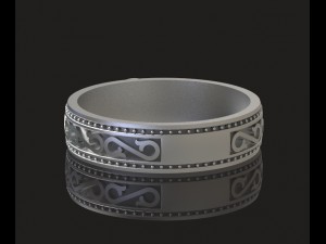stylish silver ring with black Modèle 3D