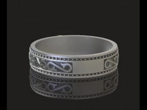 stylish silver ring with black 3D Model