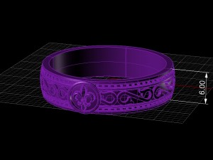 stylish silver ring with black Modèle 3D