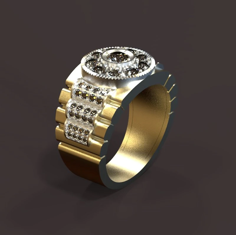 mens ring with diamonds 3D Model .c4d .max .obj .3ds .fbx .stl .blend 