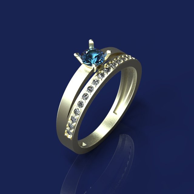 ring with sapphire and diamonds Modello 3D .c4d .max .obj .3ds .fbx .stl .blend 