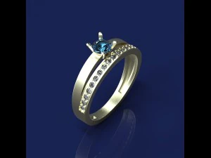 ring with sapphire and diamonds 3D Model