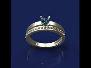 ring with sapphire and diamonds Modello 3D