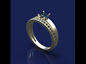 ring with sapphire and diamonds Modello 3D