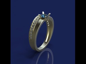 ring with sapphire and diamonds Modello 3D