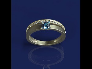ring with sapphire and diamonds Modello 3D