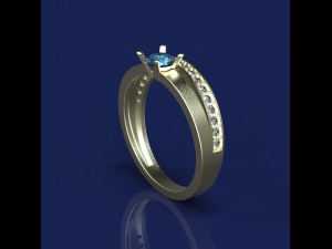 ring with sapphire and diamonds Modello 3D