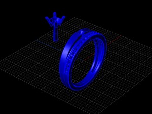 ring with sapphire and diamonds Modello 3D