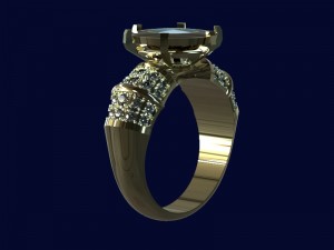 mens ring with diamonds and enamel 3D मॉडल