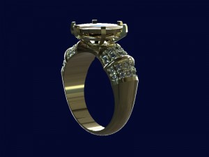 mens ring with diamonds and enamel 3D मॉडल