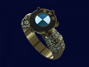 mens ring with diamonds and enamel 3D मॉडल