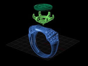mens ring with diamonds and enamel 3D मॉडल