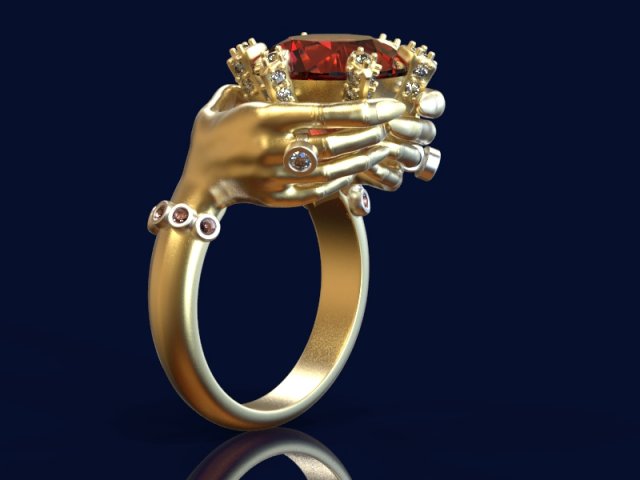 fashionable ring with ruby and diamonds Modello 3D .c4d .max .obj .3ds .fbx .stl .blend 