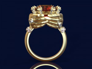 fashionable ring with ruby and diamonds Modello 3D