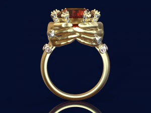 fashionable ring with ruby and diamonds 3D Model