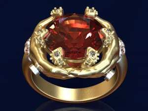 fashionable ring with ruby and diamonds 3D Model