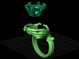 fashionable ring with ruby and diamonds Modello 3D