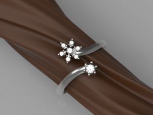 gold ring with diamonds 3D Model