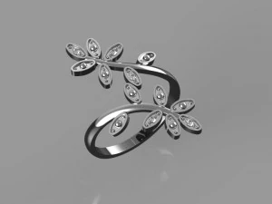 gold ring with diamonds 3D Model