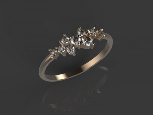 gold ring with diamonds 3D मॉडल
