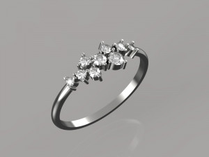 gold ring with diamonds 3D मॉडल