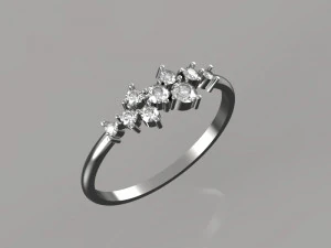 हीरे जड़ित सोने की अंगूठी 3D मॉडल