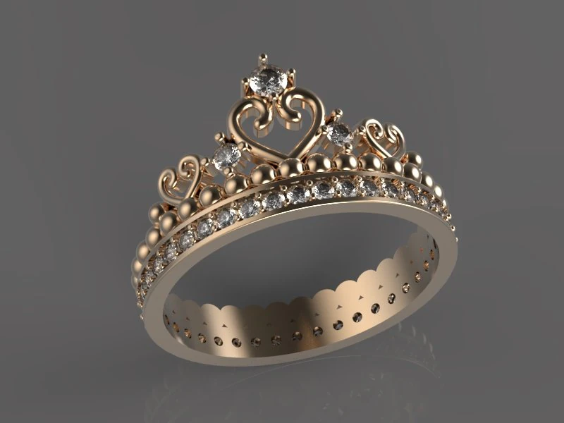 gold ring with diamonds 3D Model .c4d .max .obj .3ds .fbx .stl .blend