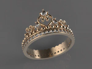 anello in oro con diamanti Modello 3D