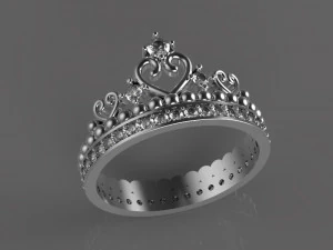 gold ring with diamonds 3D Model