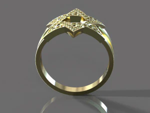 gold ring with diamonds 3D Model