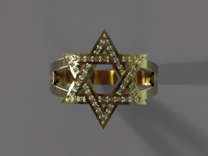 gold ring with diamonds 3D Model